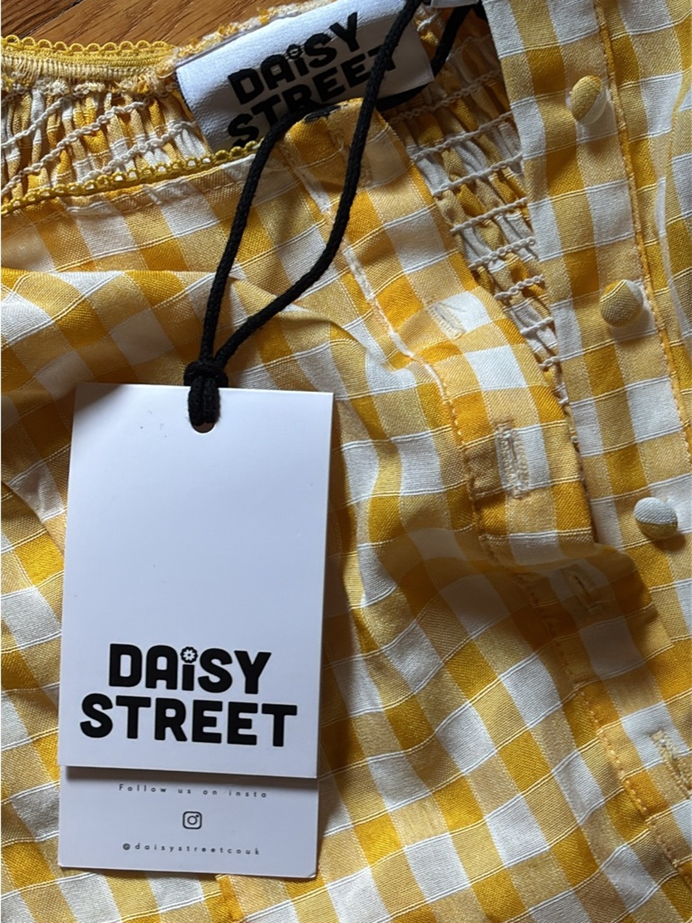 NWT Daisy Street Yellow Gingham Midi Dress - Picture 2 of 2
